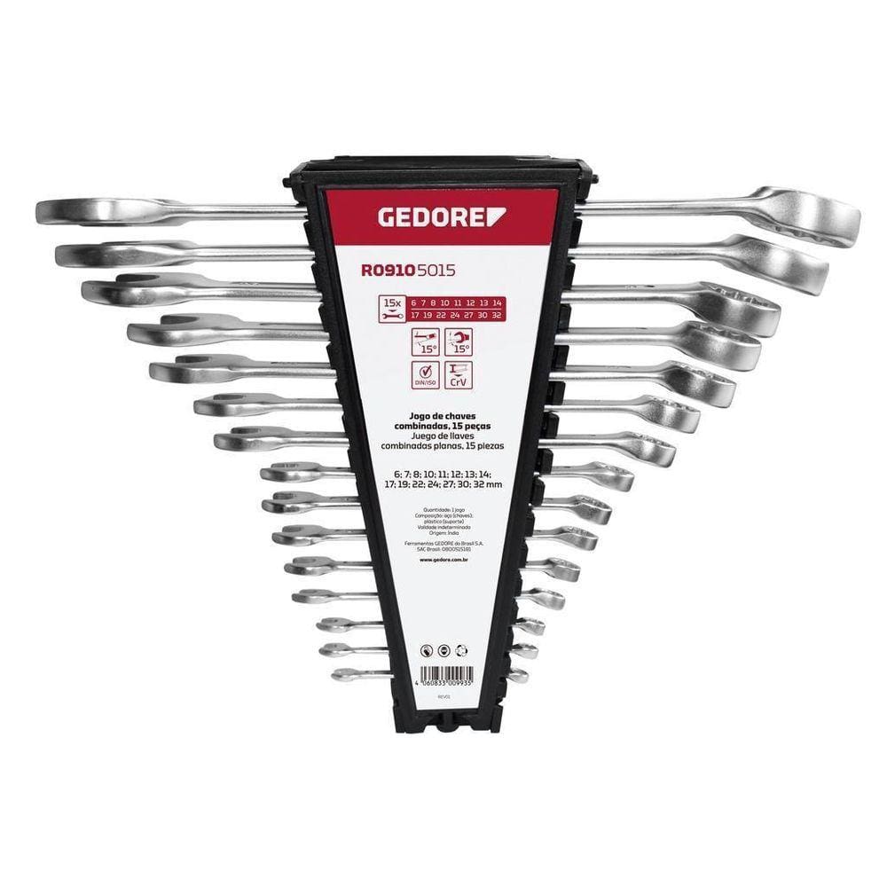 Jogo Chave Fixa 6 A 32Mm 12 Peças Gedore Red