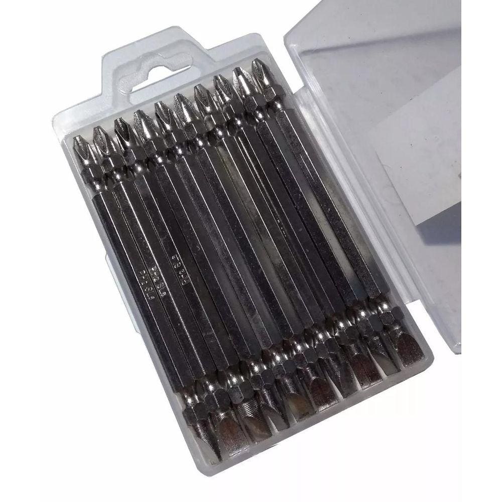 Kit Jogo Bits Ponteira Philips e Fenda Longa Ph2 110mm Aço