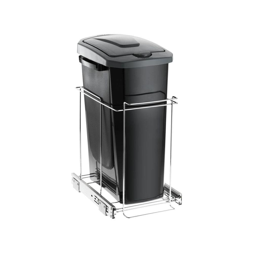 Lixeira Para Cozinha Deslizante Simples Cesto 15L Preta