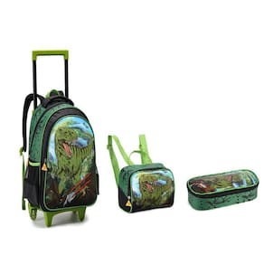Kit Escolar Mochila Com Rodinhas Menino Dinossauro 2023