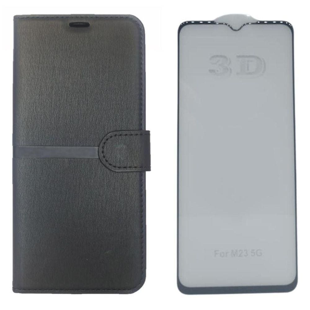 Kit Capa Carteira Compatível Com Samsung M23 + Película 3D