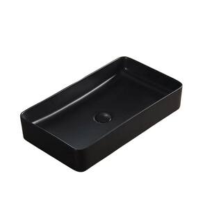 Cuba De Cerâmica Preta Para Banheiro/Lavabo/Pia 61X35X11 Cm