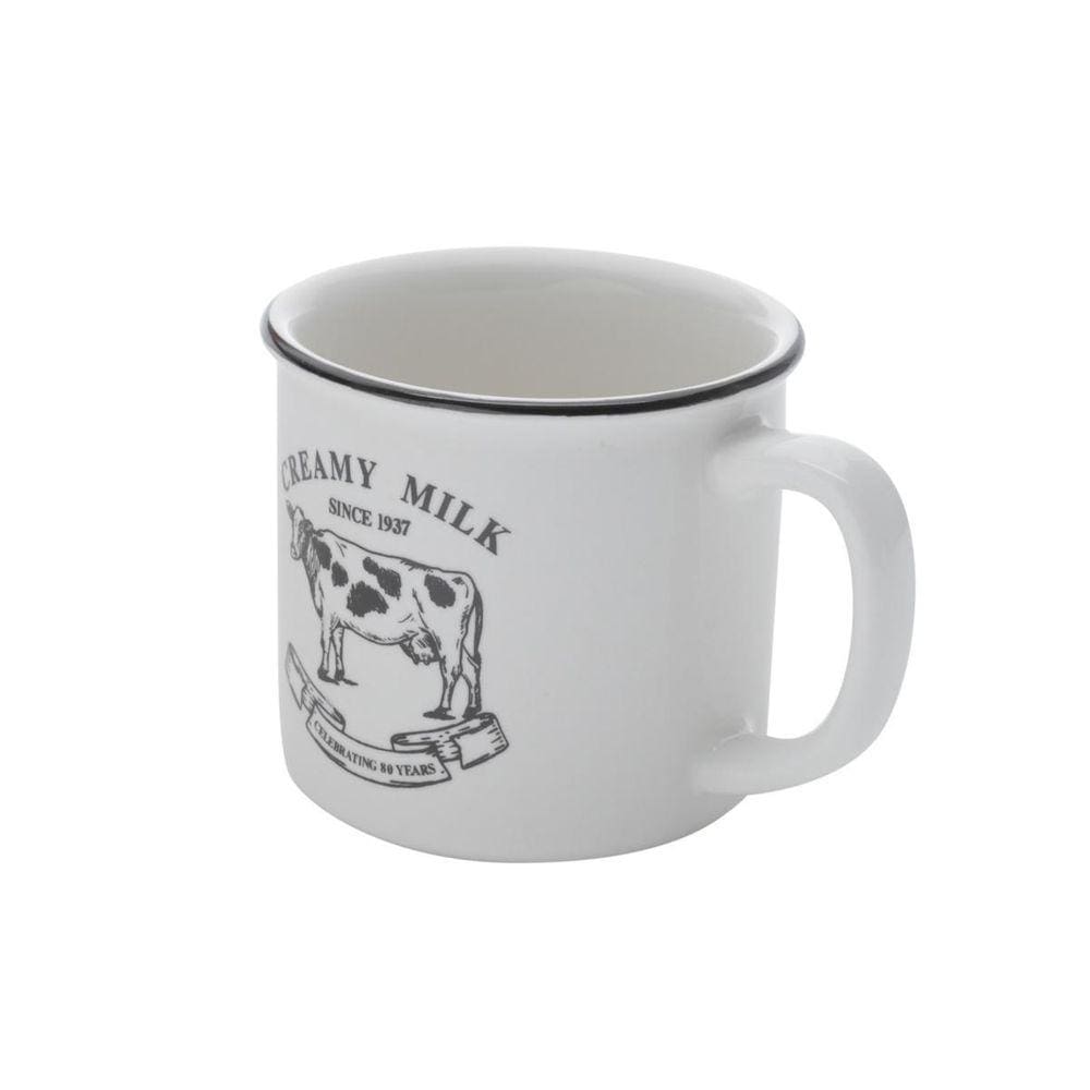 Caneca De Porcelana Creamy Milk Branca E Preta 230 Ml