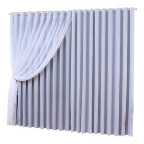 Cortina Sala Voal Com Forro Blackout Cinza Claro 3,00X2,80