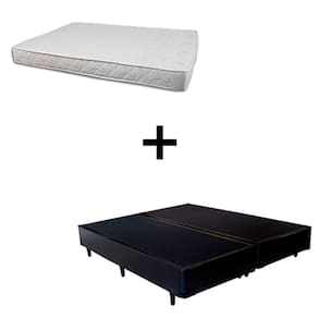 Cama Box Casal 138 Bipartido Tecido Sintético Preto Com Colchão Roma Bello Box 100% Espuma D45 Bege 54x138x188