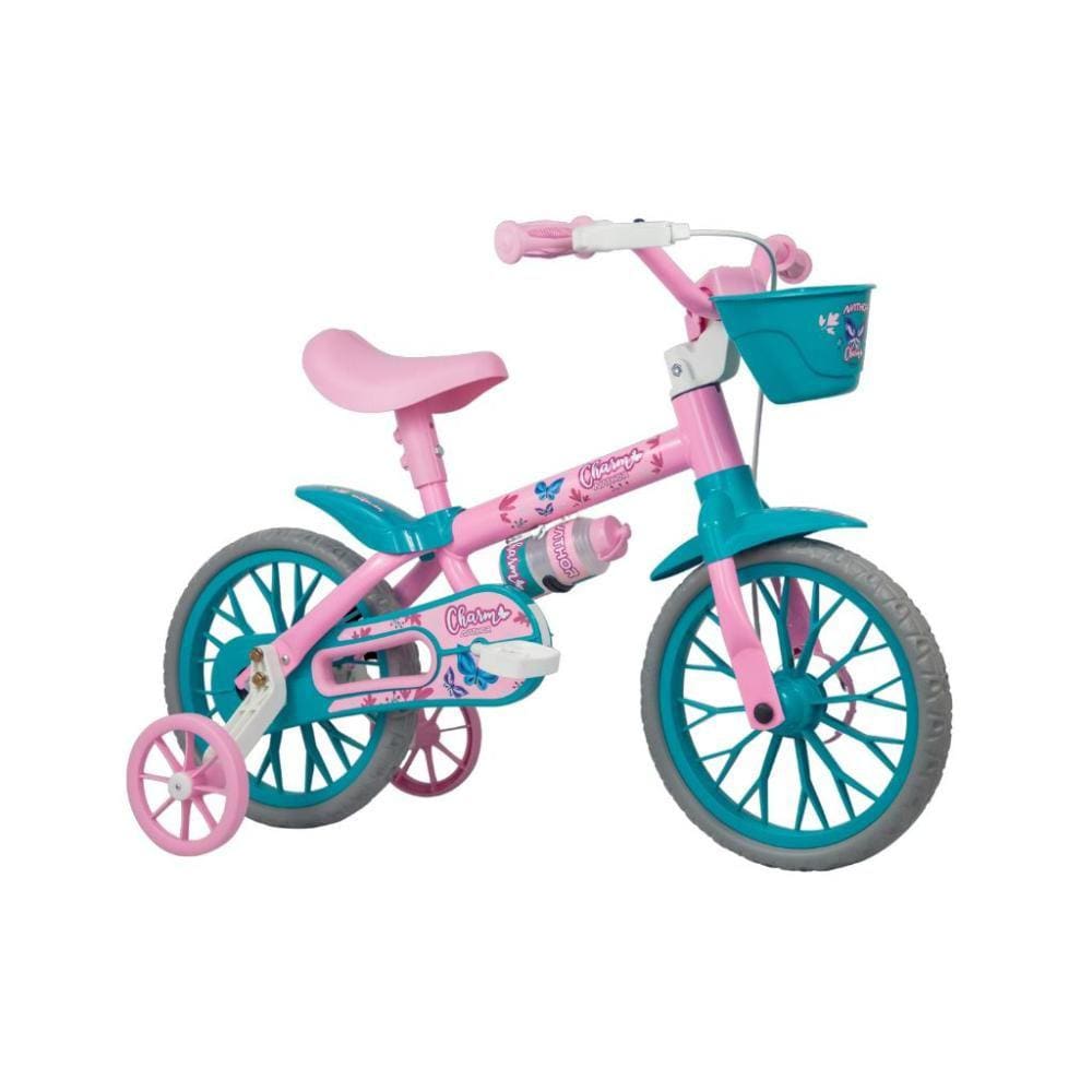 Bicicleta Aro 12 Charm Nathor Azul e Rosa