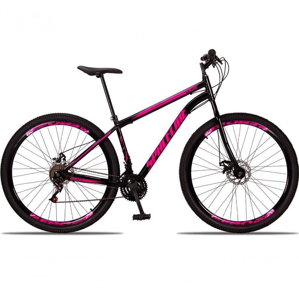Bicicleta 29 Spaceline Vênus Aço 21 Marchas Freio A Disco Preto+rosa