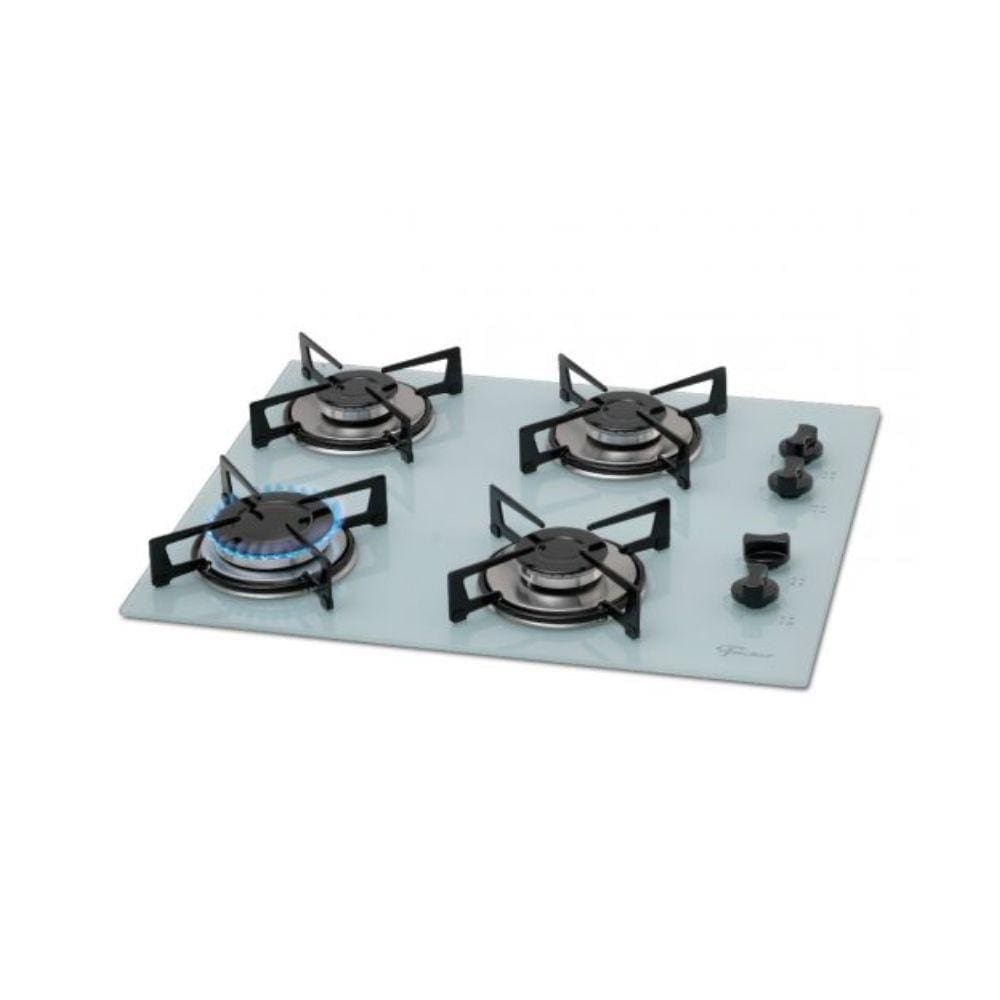 Fogão Cooktop Fischer 4Q Gás Mesa Vidro Branco