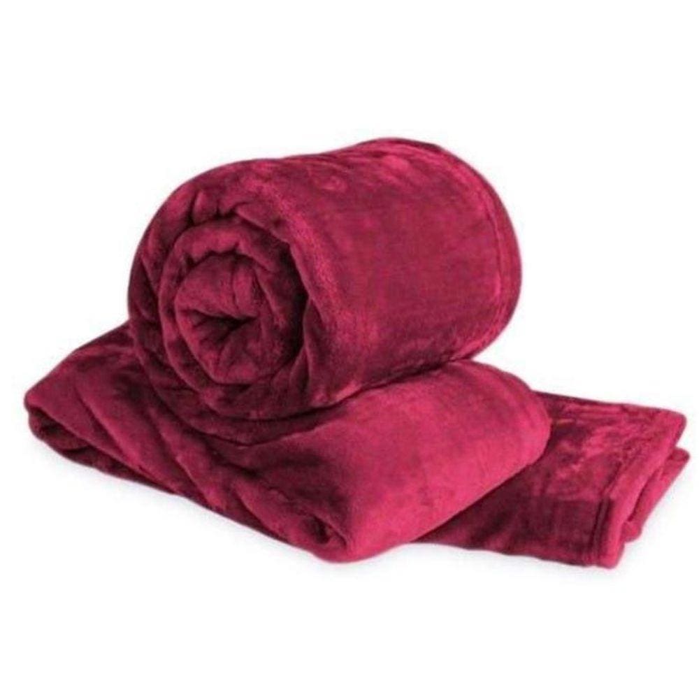 Cobertor Manta Casal Padrão Vinho Anti Alérgico Soft