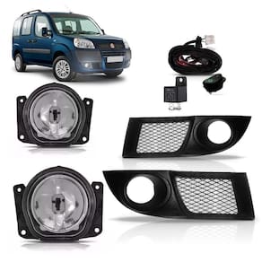 Kit Farol Milha Doblo 09 10 11 12 13 Completo Com Molduras