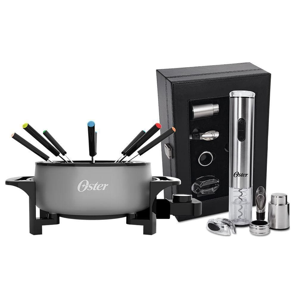 Kit Vinho E Panela Elétrica De Fondue Oster Cinza -127v