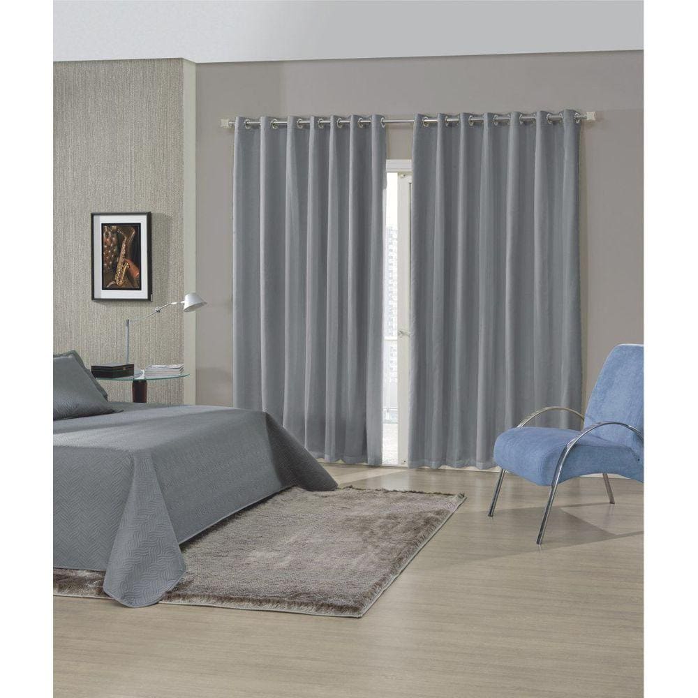 Cortina Blackout Tecido Sala/Quarto 300x250 Cinza Admirare
