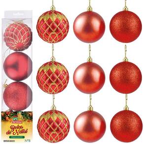 Kit bola natal vermelho e dourado | Ponto Kit bola natal vermelho e dourado | Ponto