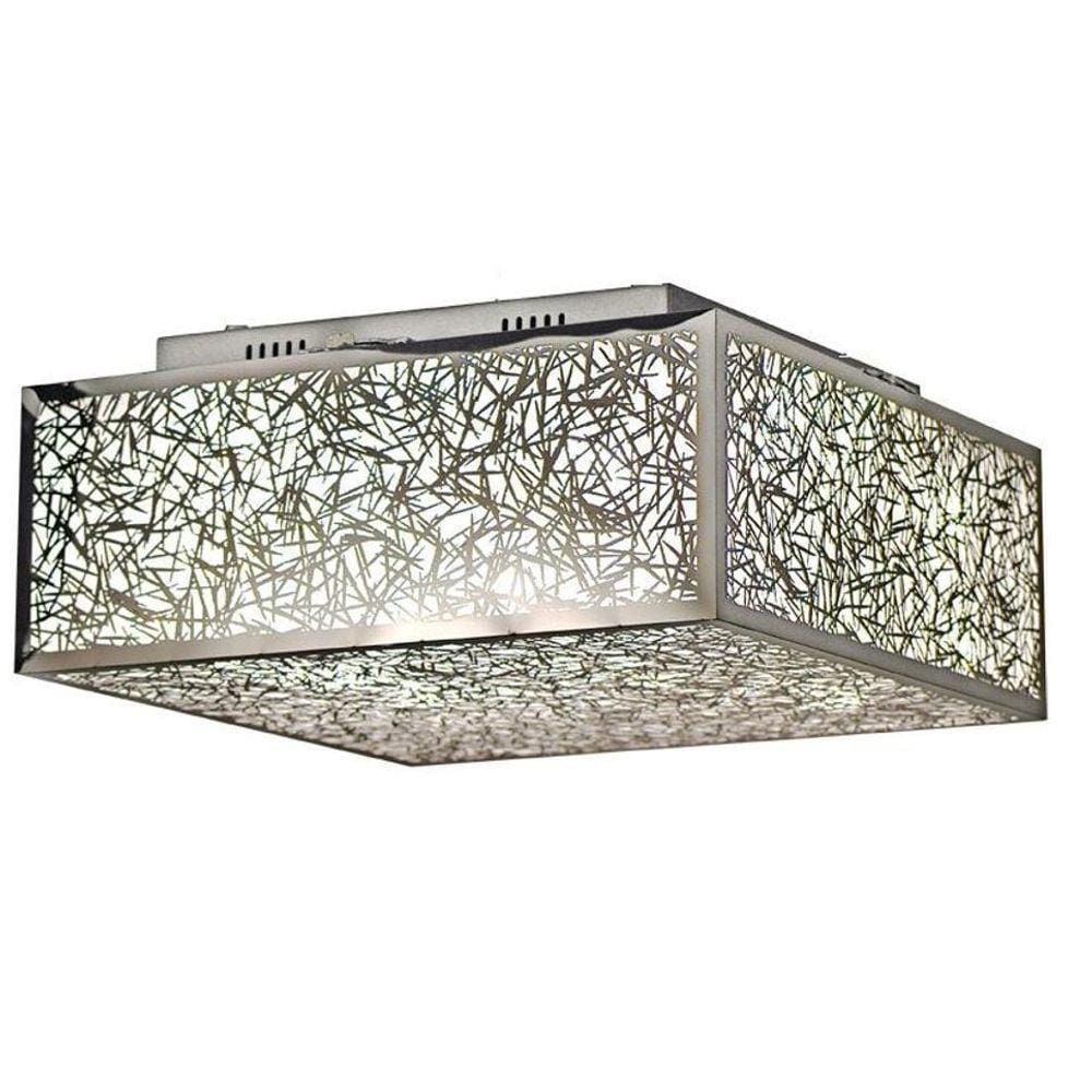 Plafon Apolo Inox Quadrado Para Led 40 X 40 Cm