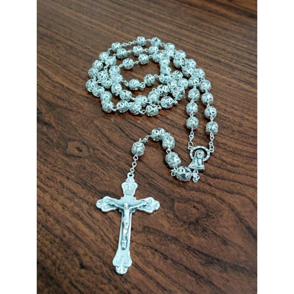 Terço de conta dupla de Nossa Senhora transparente