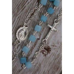 Pulseira de Rosário com contas de cristal azul