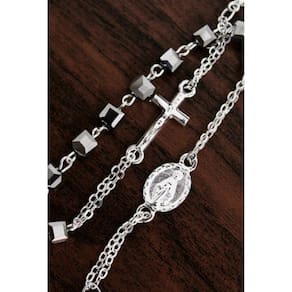 Pulseira de Rosário com contas de cristal cinza