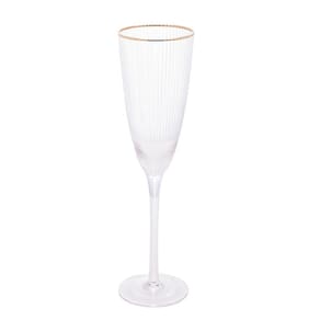 Cj 2 Taças Champagne 300Ml Vidro Borda Dourada Lines - Wolff