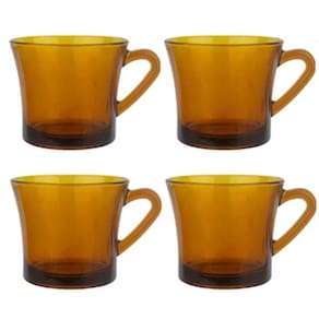 Jogo Xicaras Cha Cafe Vidro Ambar Vidro 4Pcs