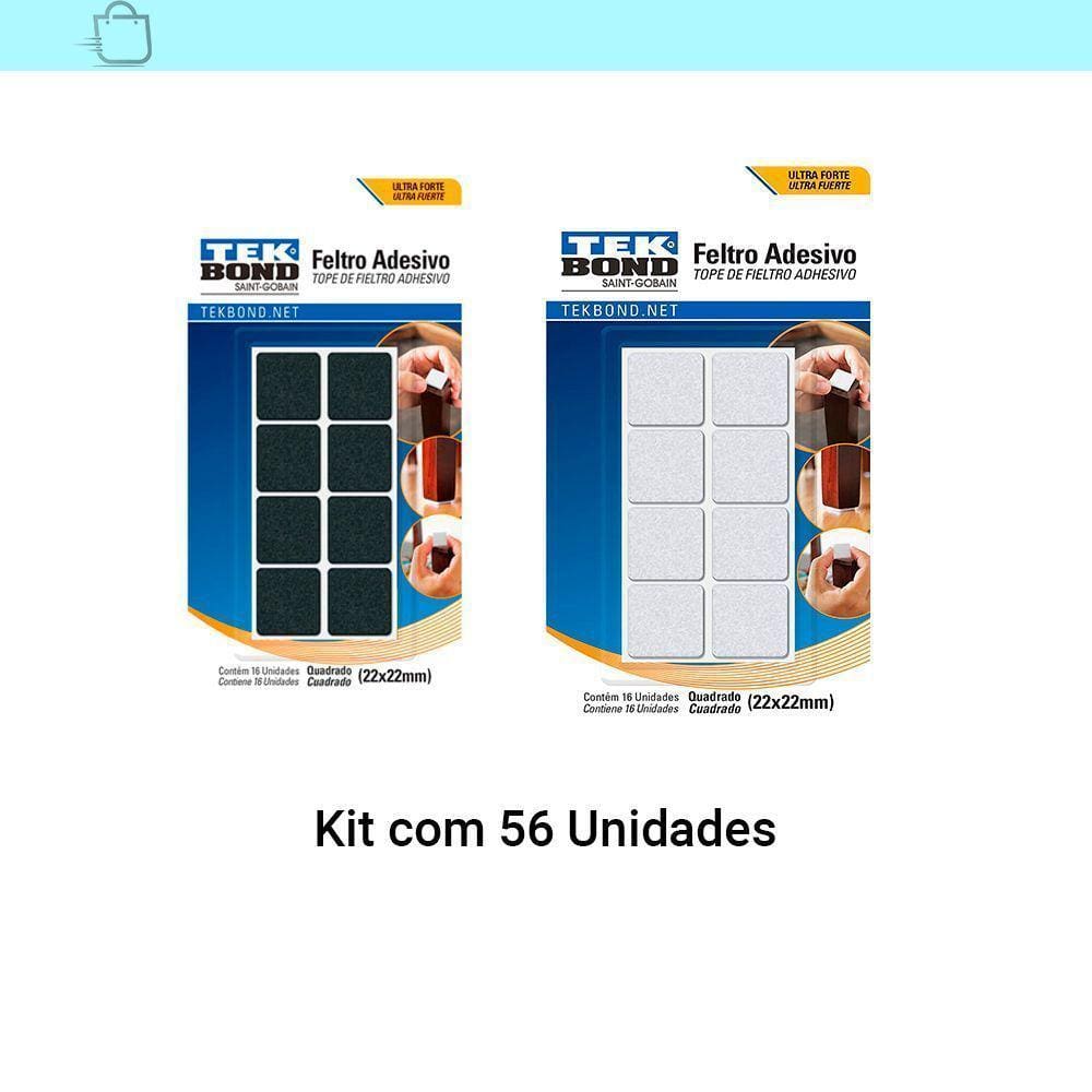 Feltro Quadrado 22 mm Branco C24 e Preto C32 Cartela C/56