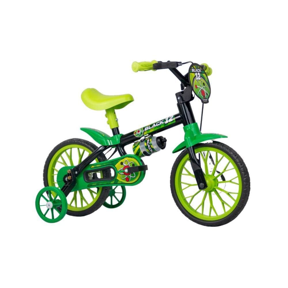 Bicicleta Aro 12 Black 12 Nathor Verde e Preto