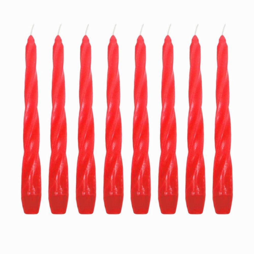 Kit 10 Velas Castiçal Vermelha 20 Cm Candelabro