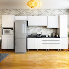 Armário De Cozinha 7 Peças Com 12 Portas Branco Branco