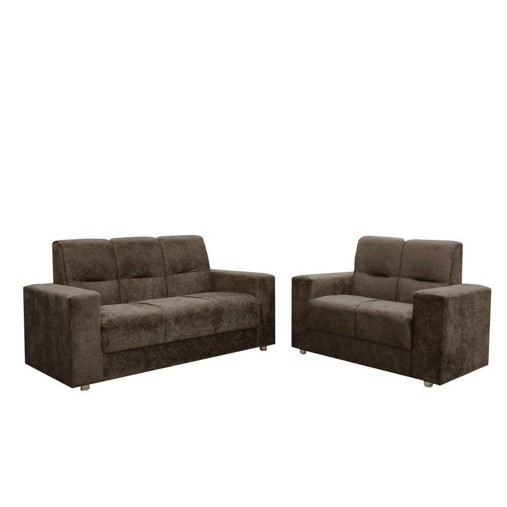 Sofá 2 E 3 Lugares Turin Suede Flash Estofados Marrom