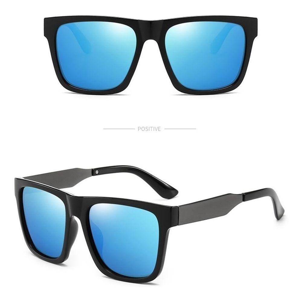 Óculos De Sol Masculino Azul Polorizado Square Uv 400