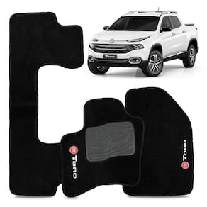 Jogo Tapete Carpete Automotivo Fiat Toro 2016 2017 2018 2019 2020 2021 2022 2023 3 Peças Preto Bordado