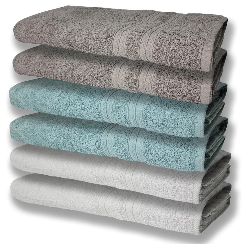 6 Toalhas Grande E Grossa Branco Verde Cinza
