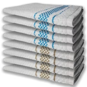 8 Panos De Prato Atoalhado Felpudo 4 Azul 4 Marrom