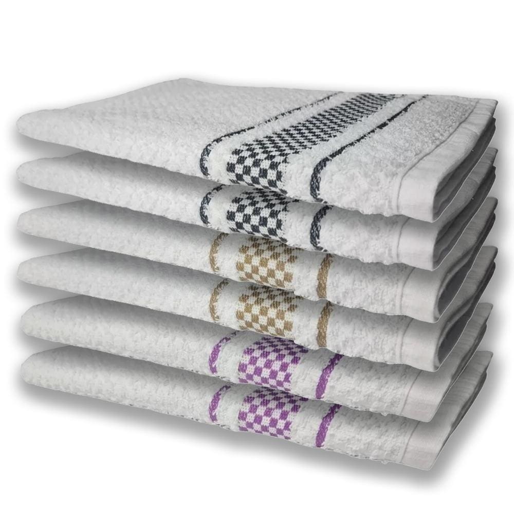 6 Panos De Prato Atoalhado Felpudo Preto Marrom e Roxo