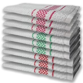 9 Panos De Prato Atoalhado Felpudo Verde Rosa e Vermelho