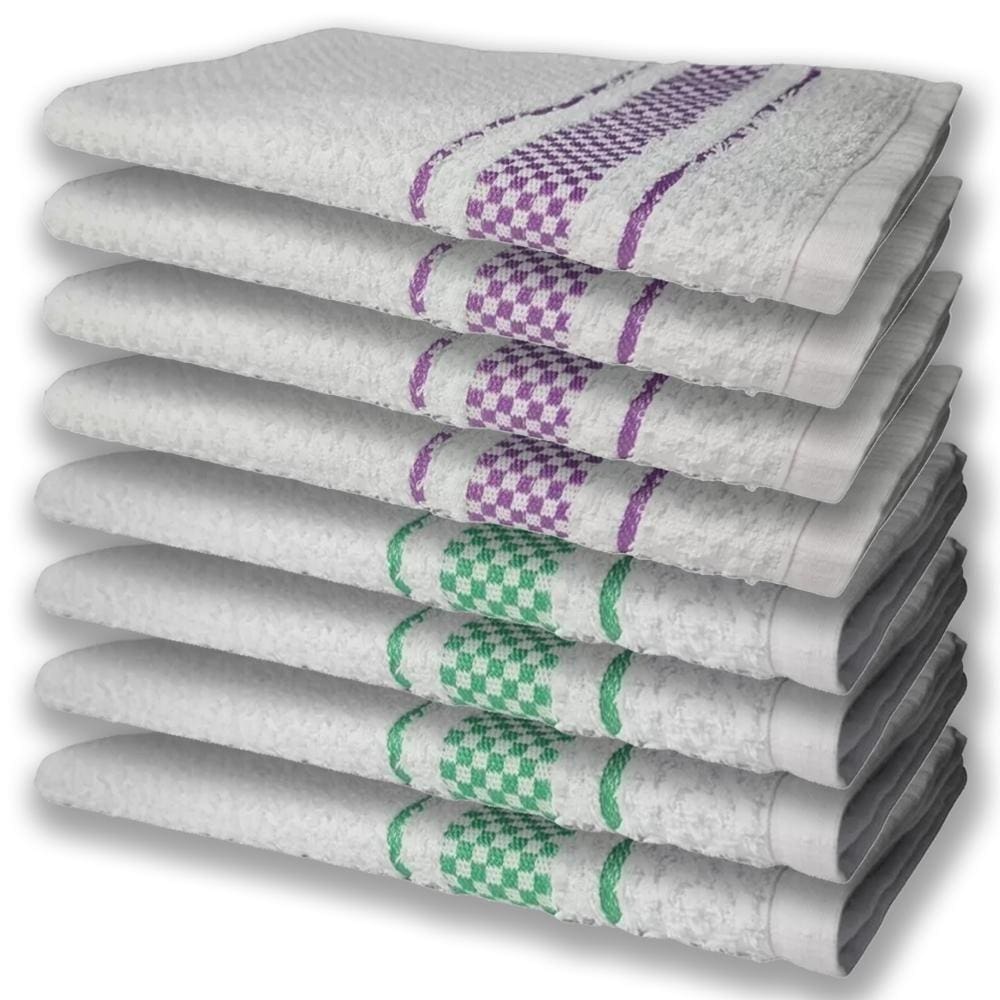 8 Panos De Prato Atoalhado Felpudo 4 Roxo 4 Verde