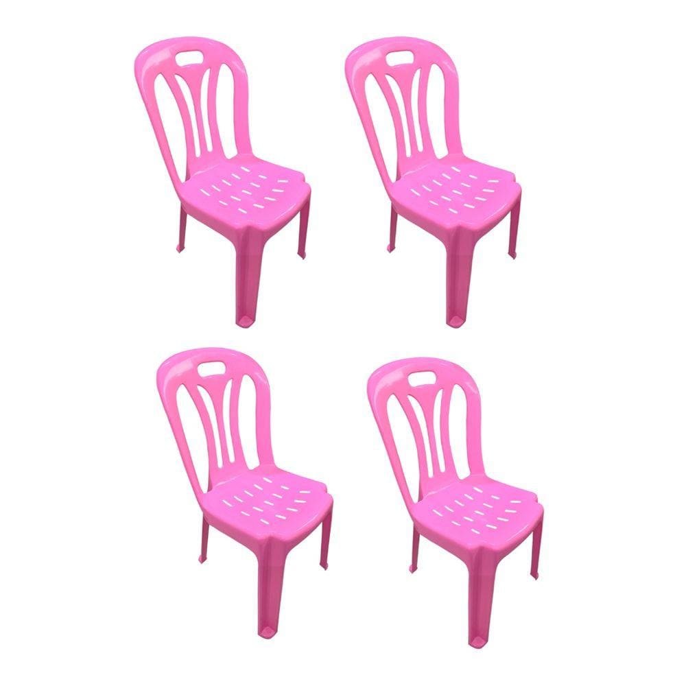 04 Cadeiras Infantil de Plástico Para Estudar Desenhar Rosa