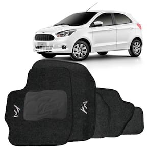 Jogo Tapete Carpete Automotivo Ford Ka Hatch Sedan 2015 2016 2017 2018 2019 2020 2021 5 Peças Grafite Bordado