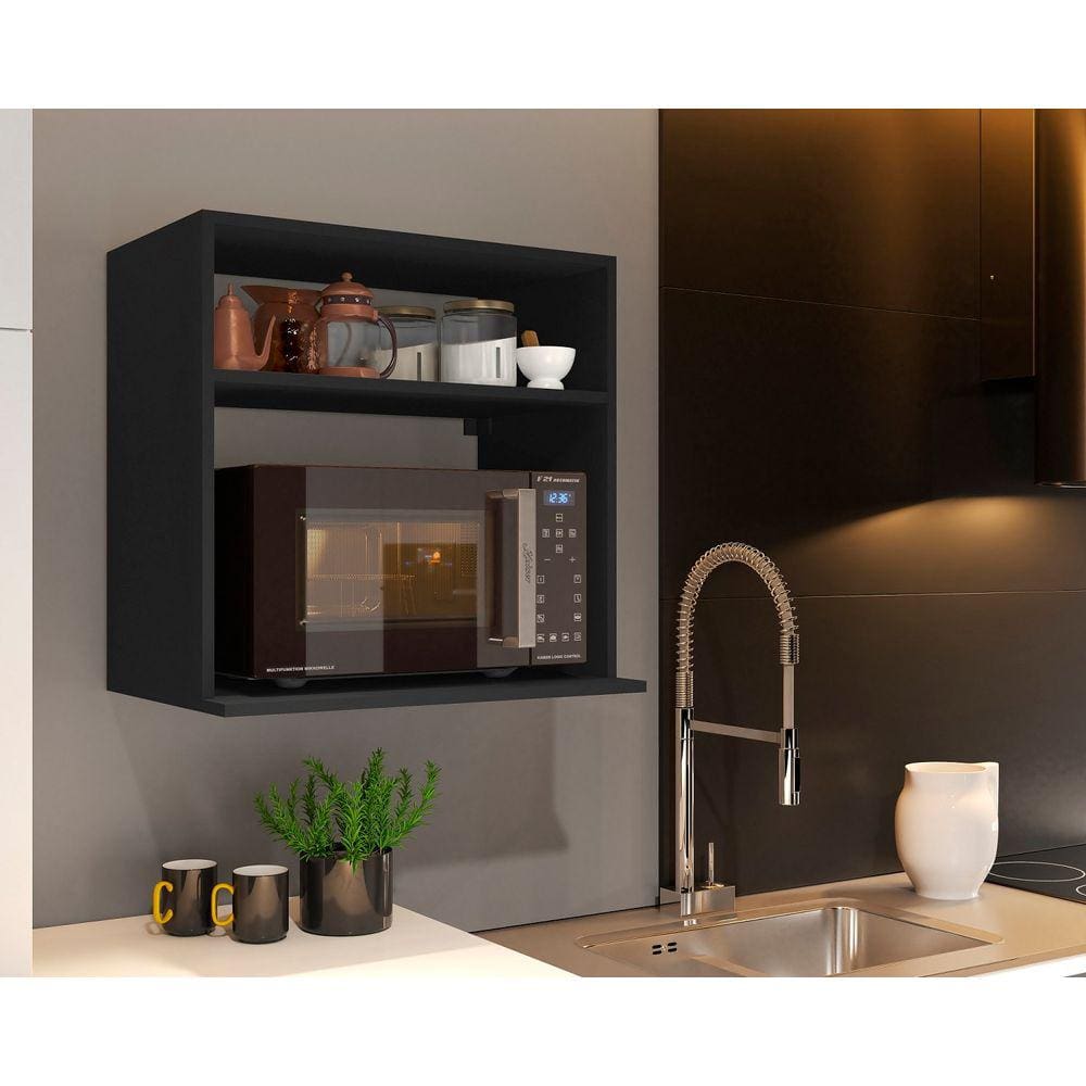 Prateleira Nicho Para Forno Micro-Ondas Moderno Preto