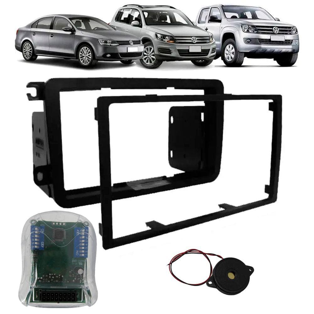 Moldura De Painel 2 Din + Interface Comando de Volante Vw Jetta Passat Amarok