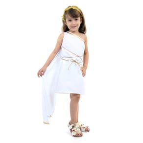 Fantasia Infantil Menina Deusa Grega Vestido Carnaval + Tiara