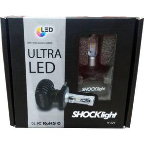 Kit Lâmpada Farol De Led Ultra Led H7 Shocklight 8000 Lumens