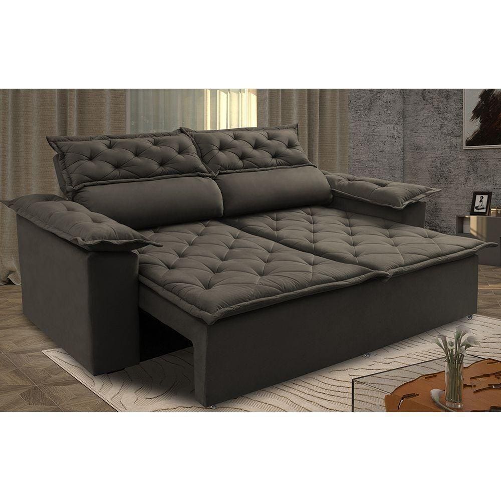 Sofá Top Compact 150cm Retrátil E Reclinável Café