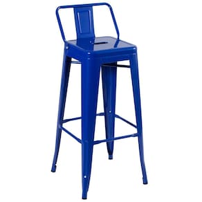 Banqueta Alta Com Encosto 76 Cm Azul Escuro