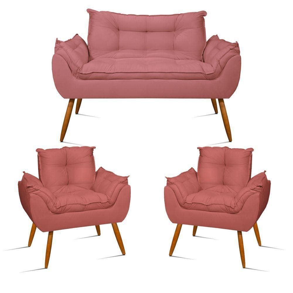 Kit Namoradeira + 2 Poltronas Luxo Rosa