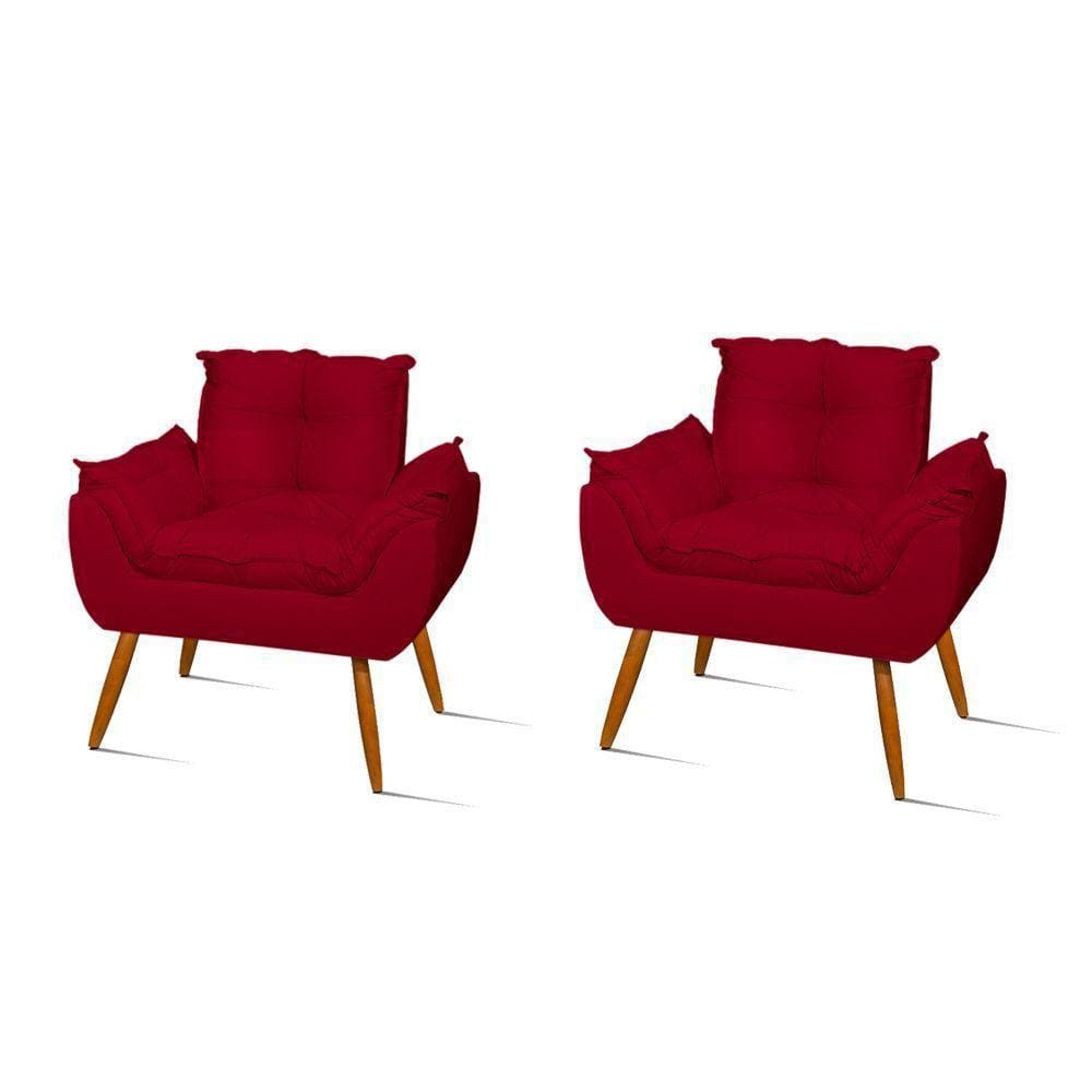 Kit 02 Poltronas Opala Pés Palito - Sala Vermelho