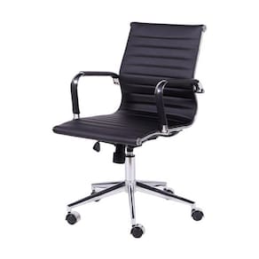 Cadeira De Escritorio Eames Esteirinha Baixa - Pu Preta