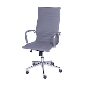 Cadeira De Escritorio Eames Esteirinha Alta - Pu Cinza