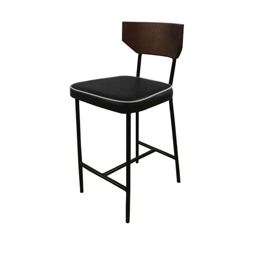 Banqueta New York Industrial Imbuia Média - Pu Preto