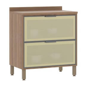 Balcão De Cozinha C/Tampo 80cm 2 Gavetões Frontal Vidro