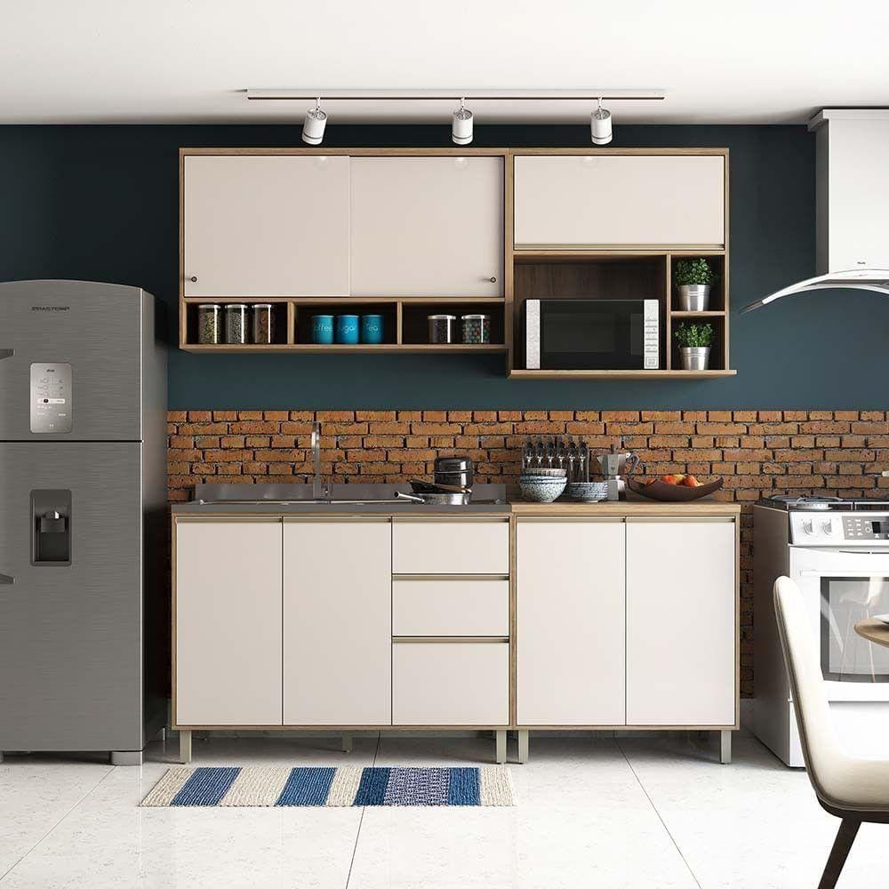 Armário e Bancada Gourmet S/ Tampo De 120 Mel Vanill